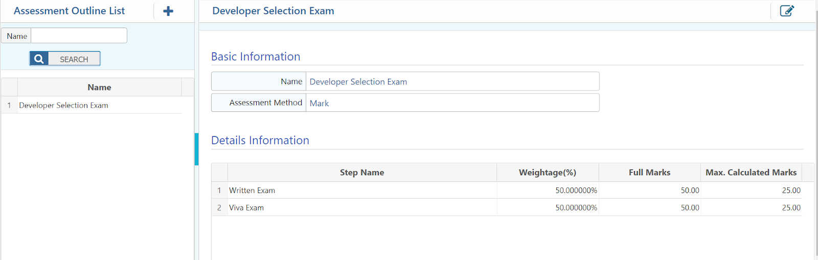 List of Assessment List